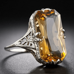 Engagement Band Ring Yellow Crystal Women Ring