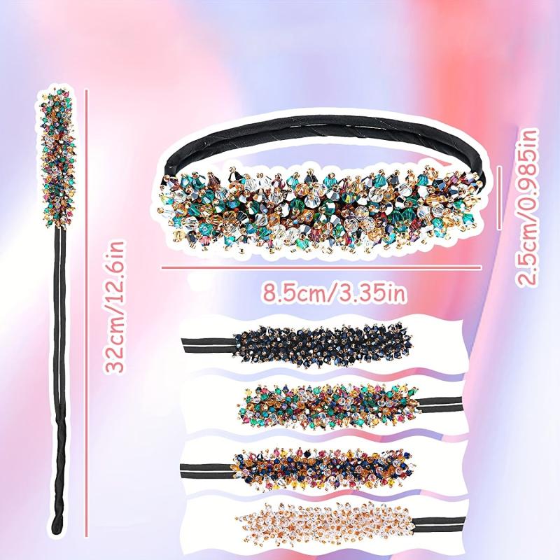 Crystal Beaded Headband Headdress Fluffy Flower Hair Accessories