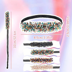 Crystal Beaded Headband Headdress Fluffy Flower Hair Accessories