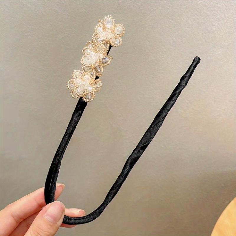 Crystal Beaded Headband Headdress Fluffy Flower Hair Accessories