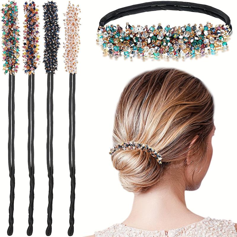 Crystal Beaded Headband Headdress Fluffy Flower Hair Accessories