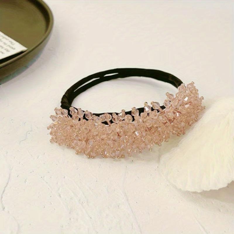 Crystal Beaded Headband Headdress Fluffy Flower Hair Accessories