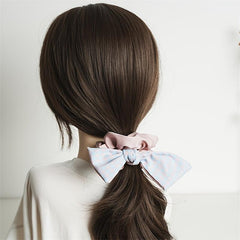 Daisy Embroidered Hair Ties Double Layer Bow Knot Hair Scrunchies