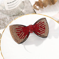 Layer Bow Tie Rhinestone Hair Clip Metal Retro Barrette Hairpin