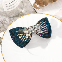 Layer Bow Tie Rhinestone Hair Clip Metal Retro Barrette Hairpin
