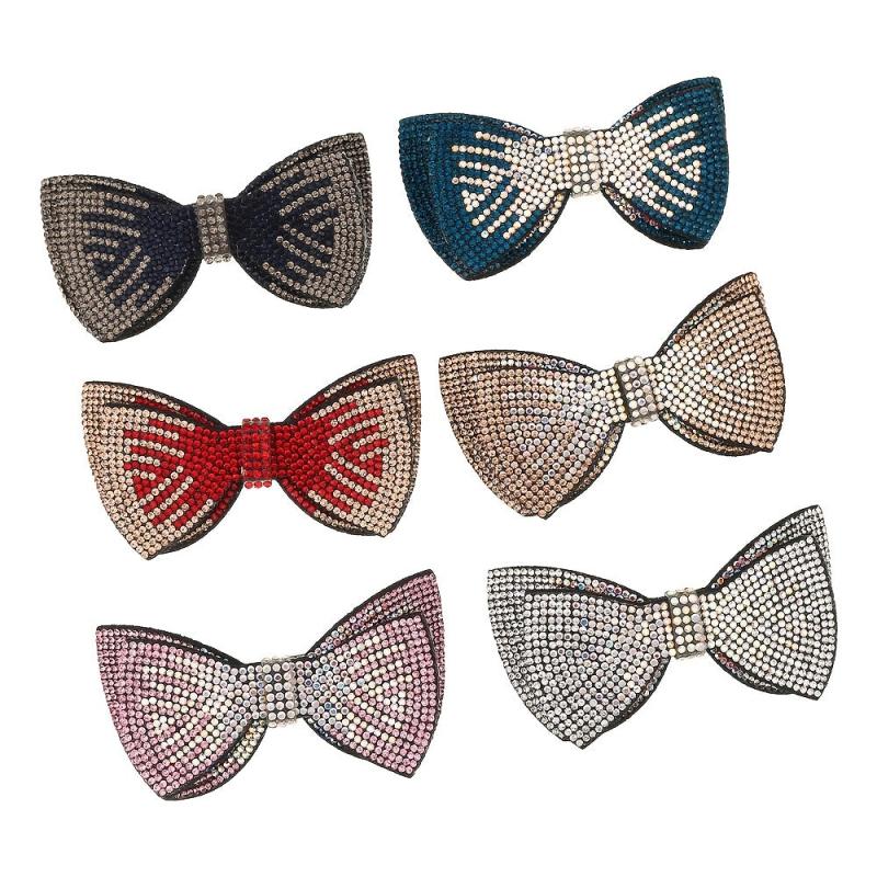 Layer Bow Tie Rhinestone Hair Clip Metal Retro Barrette Hairpin