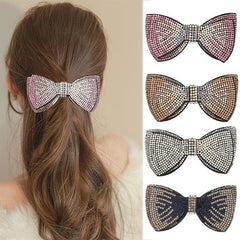Layer Bow Tie Rhinestone Hair Clip Metal Retro Barrette Hairpin