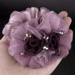 Mesh Flower Hair Tie Ponytail Holder Vintage Hair Accessories For Women