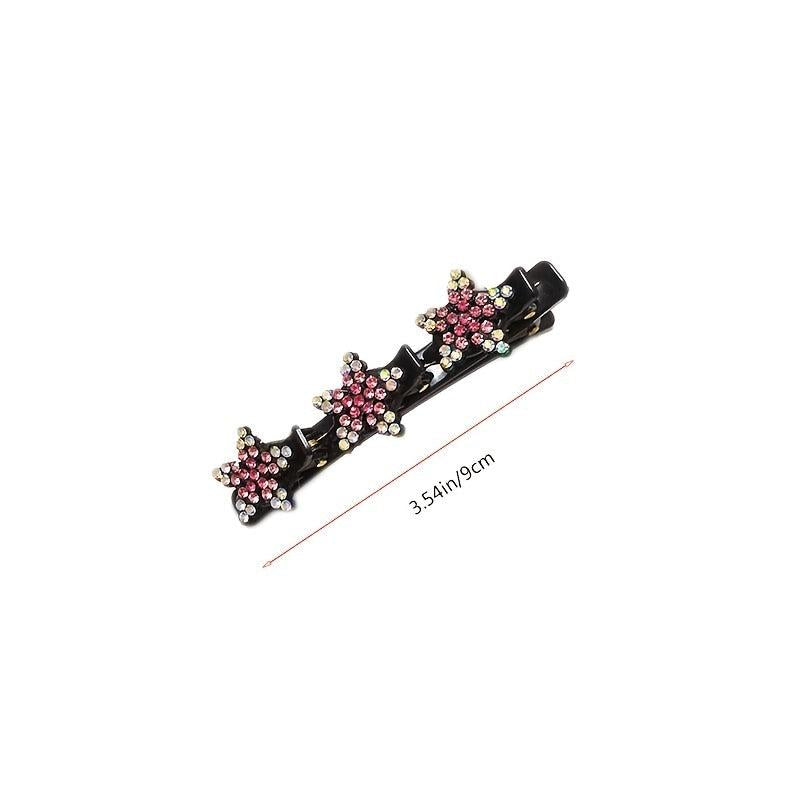 Crystal Stone Braided Hair Clips Double Bangs Hairpins