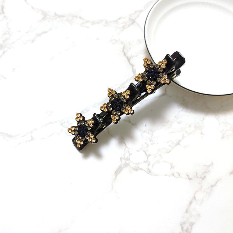 Crystal Stone Braided Hair Clips Double Bangs Hairpins
