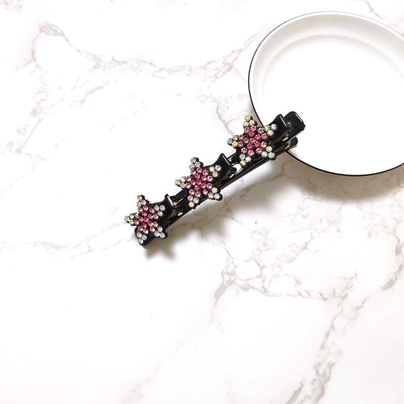 Crystal Stone Braided Hair Clips Double Bangs Hairpins