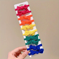 10pcs Colorful Bow Knot Hair Tie Elastic Rubber Band Hair Accessories