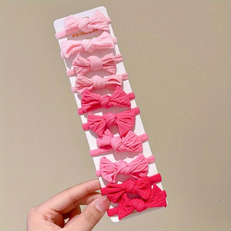10pcs Colorful Bow Knot Hair Tie Elastic Rubber Band Hair Accessories