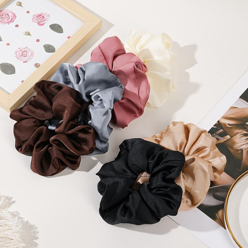 Solid Silk Scrunchie Chiffon Ponytail Holder