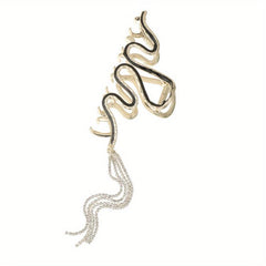 Wavy Hair Claw With Rhinestone Tassel Ponytail Holder