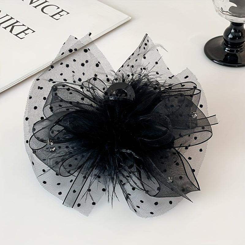 Ancient Style Ostrich Feather Hair Claw Large Hairpin