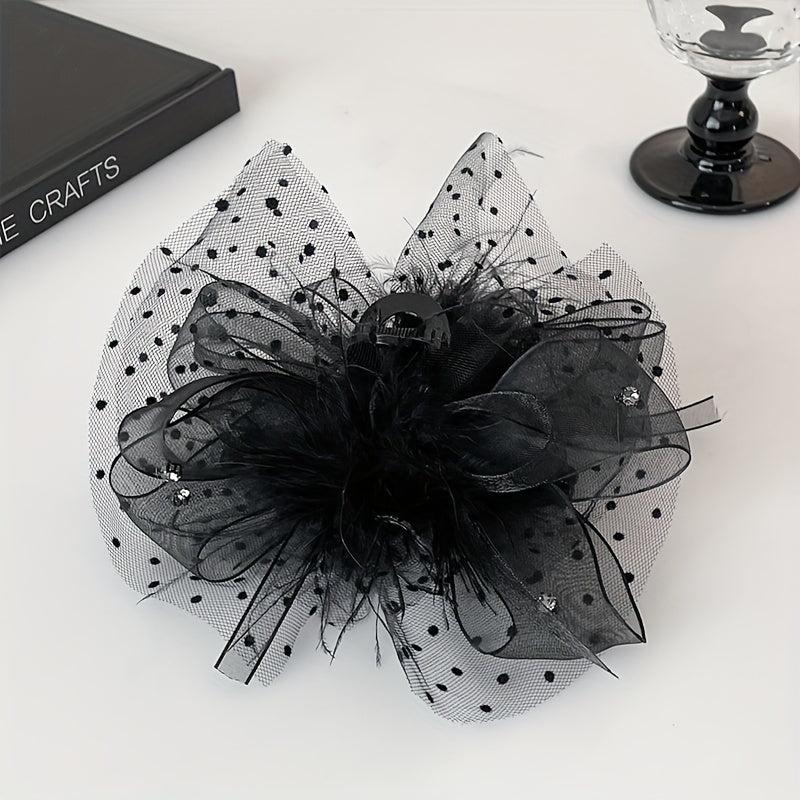 Ancient Style Ostrich Feather Hair Claw Large Hairpin