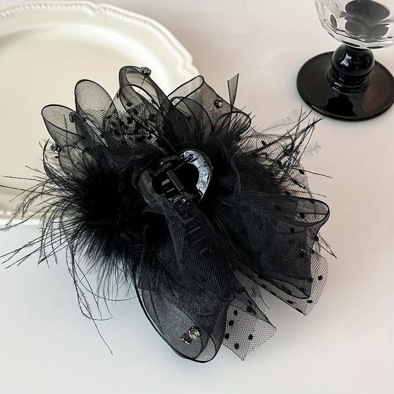 Ancient Style Ostrich Feather Hair Claw Large Hairpin