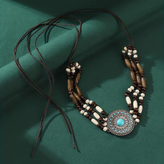 Boho Style Wide Head Chain Wooden Bead Hair Band