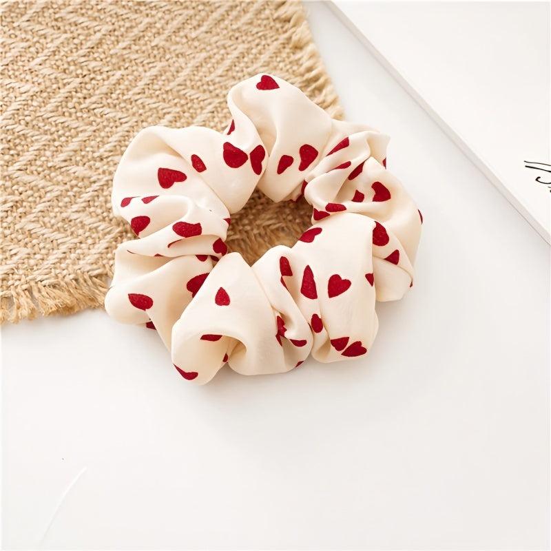 Chiffon Hair Rope Hair Ring Heart Printing Scrunchy Elastic Hair Bands