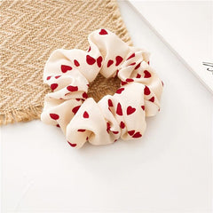 Chiffon Hair Rope Hair Ring Heart Printing Scrunchy Elastic Hair Bands