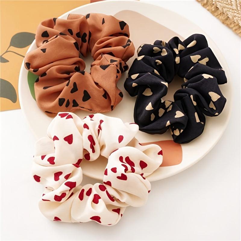 Chiffon Hair Rope Hair Ring Heart Printing Scrunchy Elastic Hair Bands
