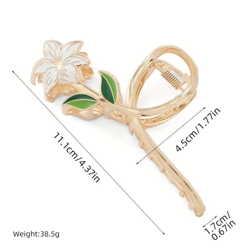 3pcs Flower Shape Metal Hair Claw Large Floral Shark Claw Non slip Hai...