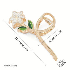 3pcs Flower Shape Metal Hair Claw Large Floral Shark Claw Non slip Hai...