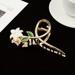 3pcs Flower Shape Metal Hair Claw Large Floral Shark Claw Non slip Hai...