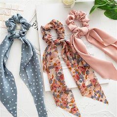 Streamer Large Scrunchie Headdress Women's Hair Tie Floral Hair Rope