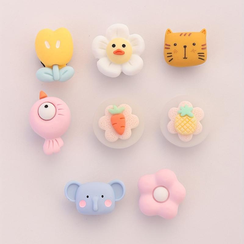 8pcs Cartoon Shoe Buckle Animal Fruit Clogs Sandal Buckles