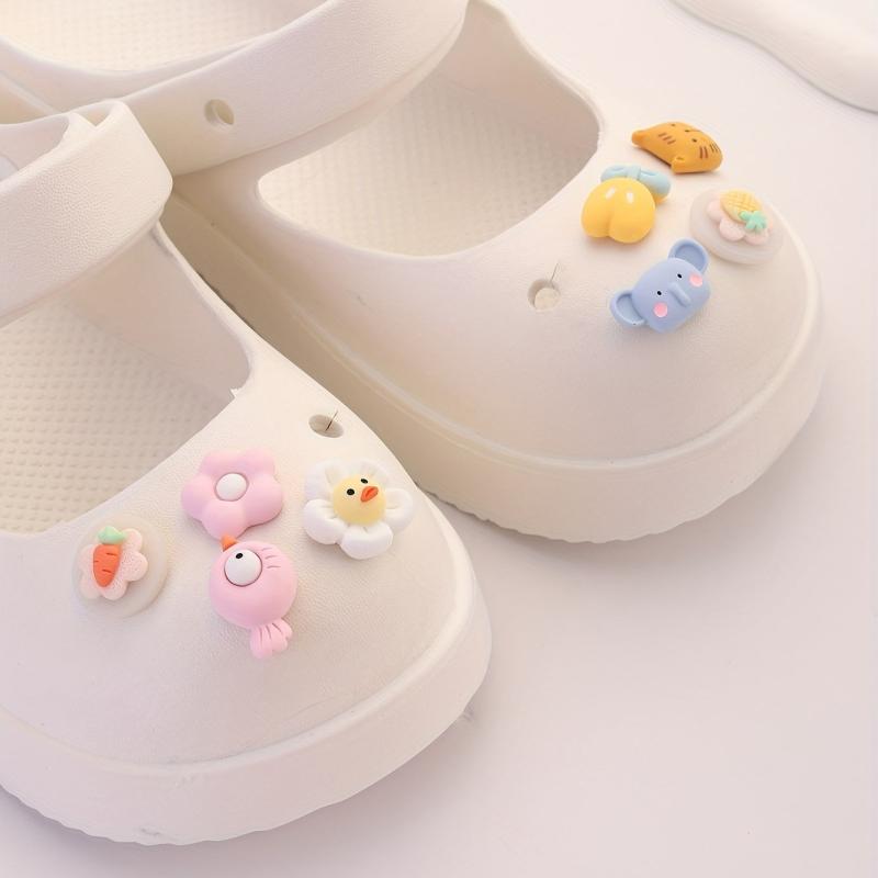 8pcs Cartoon Shoe Buckle Animal Fruit Clogs Sandal Buckles