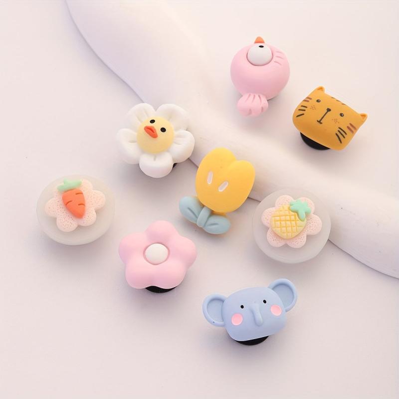 8pcs Cartoon Shoe Buckle Animal Fruit Clogs Sandal Buckles