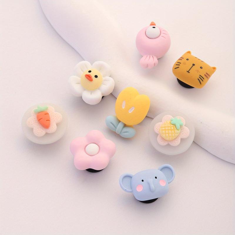 8pcs Cartoon Shoe Buckle Animal Fruit Clogs Sandal Buckles
