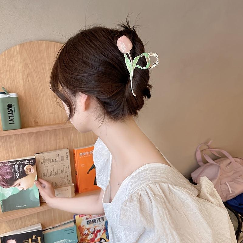 Tulip Flower Hair Clip Hair Claw Lovely Metal Clip Accessories