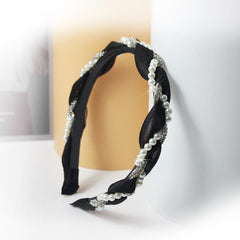Faux Pearl Rhinestone Braided Headband Organza Headdress Hair Accessories