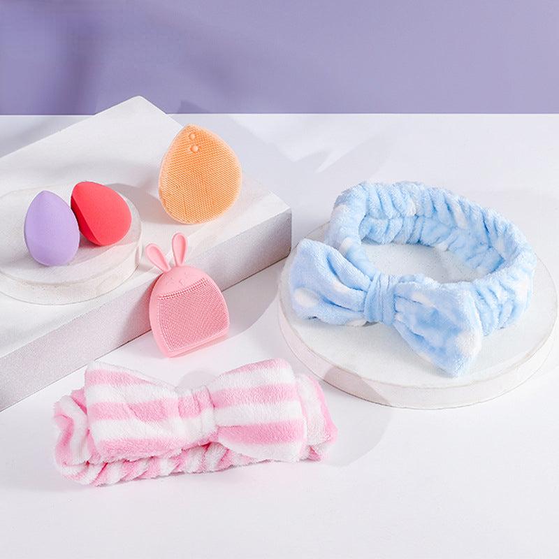 3pcs Facial Cleansing Set + Blush + Beauty Blender + Headband