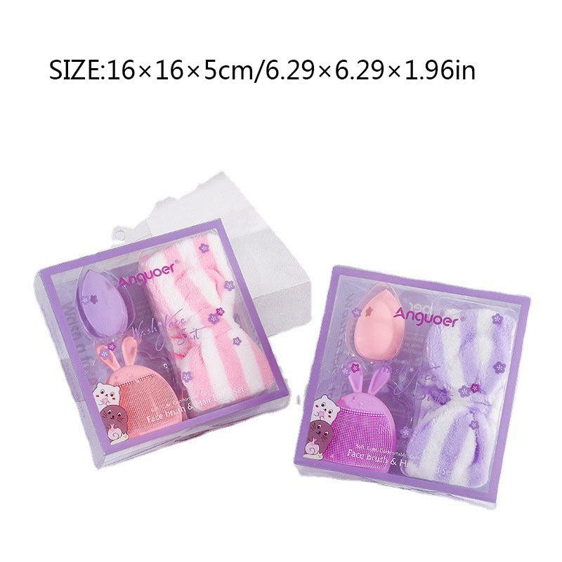 3pcs Facial Cleansing Set + Blush + Beauty Blender + Headband