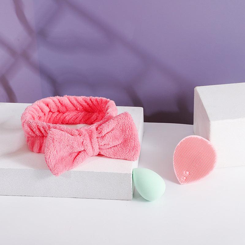3pcs Facial Cleansing Set + Blush + Beauty Blender + Headband