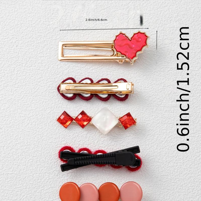 6PCS Multicolor Acrylic Heart Hair Clips for Women