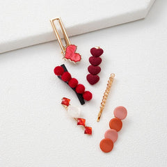 6PCS Multicolor Acrylic Heart Hair Clips for Women