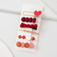 6PCS Multicolor Acrylic Heart Hair Clips for Women