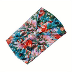 Pastoral Floral Print Headband Criss Cross Head Hoop Stretchy Hair Band