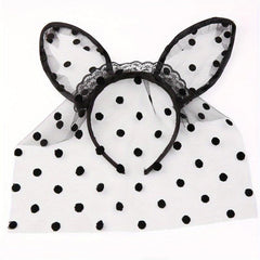 Lace Veil Cat Ears Hair Hoop for Women