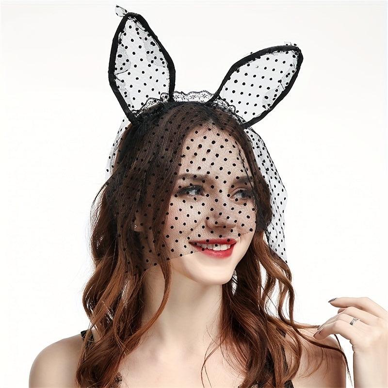 Lace Veil Cat Ears Hair Hoop for Women