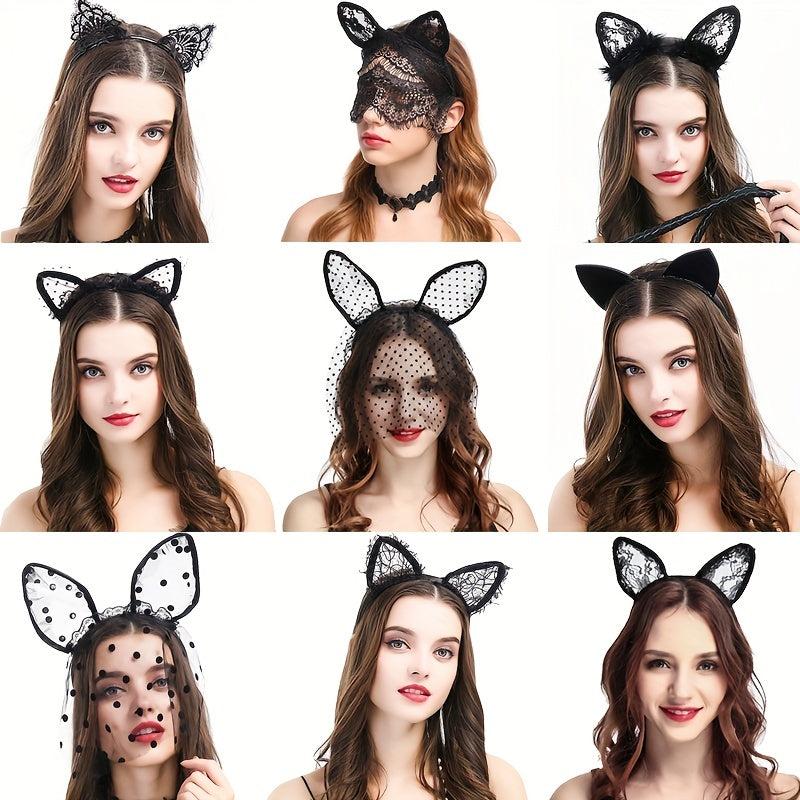 Lace Veil Cat Ears Hair Hoop for Women