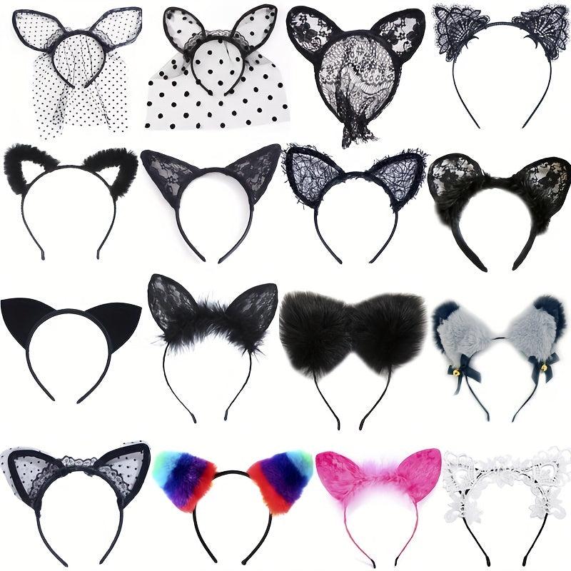 Lace Veil Cat Ears Hair Hoop for Women
