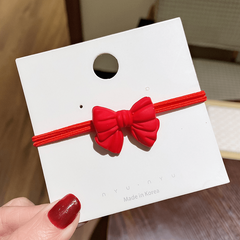 Red Hair Tie Bow Heart Decor Hair Rope Elastic Ponytail Holder