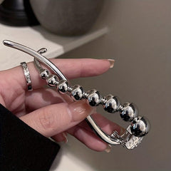 2pcs Metallic Ball Decor Hair Clip For Women Girls Hair Clip