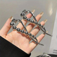 2pcs Metallic Ball Decor Hair Clip For Women Girls Hair Clip